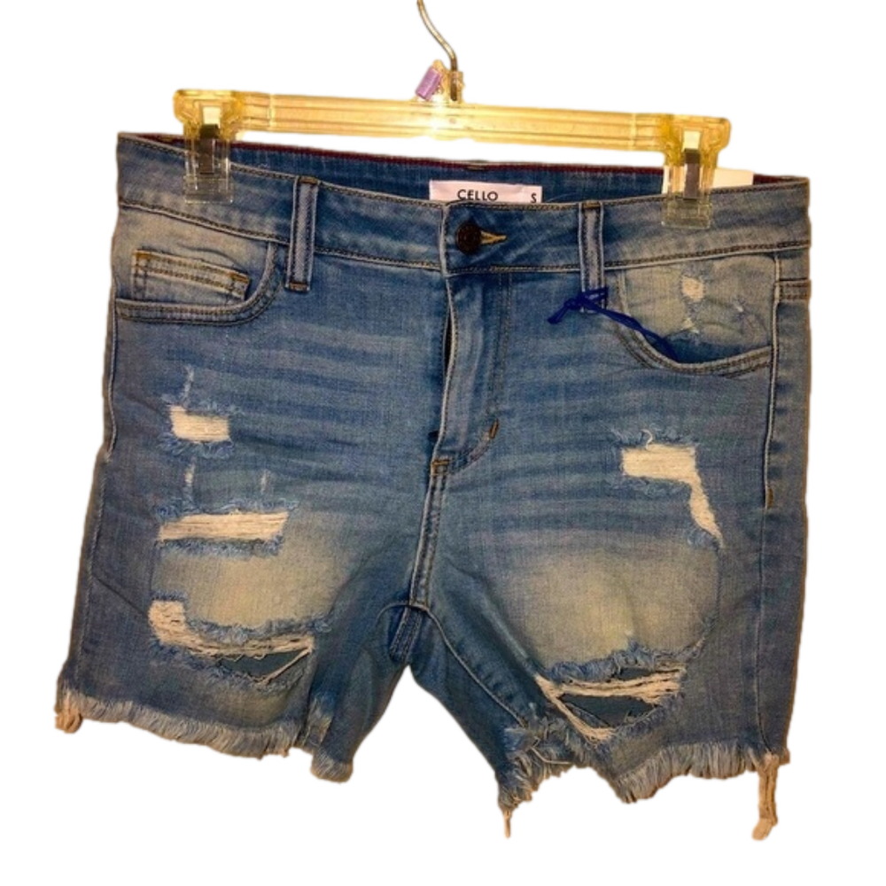 CELLO Distressed Light Wash Shorts